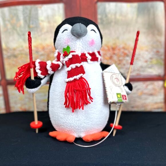 Santa's Workshop 11" Skiing Penguin Light-Up Plush Holiday Decor - Picture 1 of 8